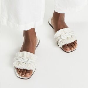 Tory Burch White rope flat slide sandals